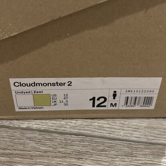 On Cloudmonster 2 Mens Athletic Running Shoes Sneaker Undyed/Zest New 12 M - Picture 2 of 9